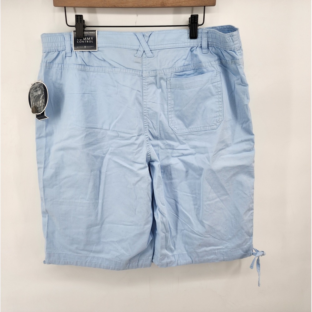Karen Scott Blue Tummy Control Cargo Bermuda Short Size 16 Coastal Summer Casual - Picture 2 of 11